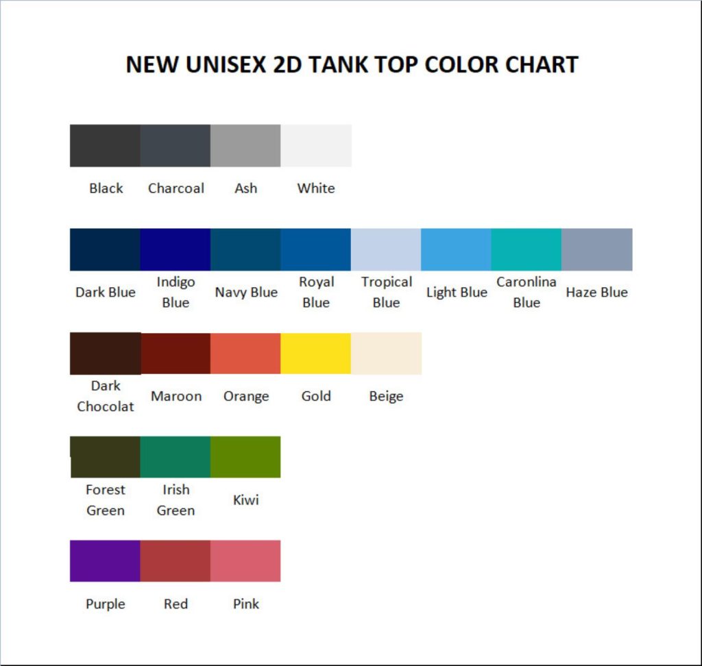 tank top color chart - LankyBox Merch